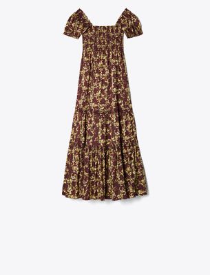 TORY BURCH SMOCKED MIDI DRESS