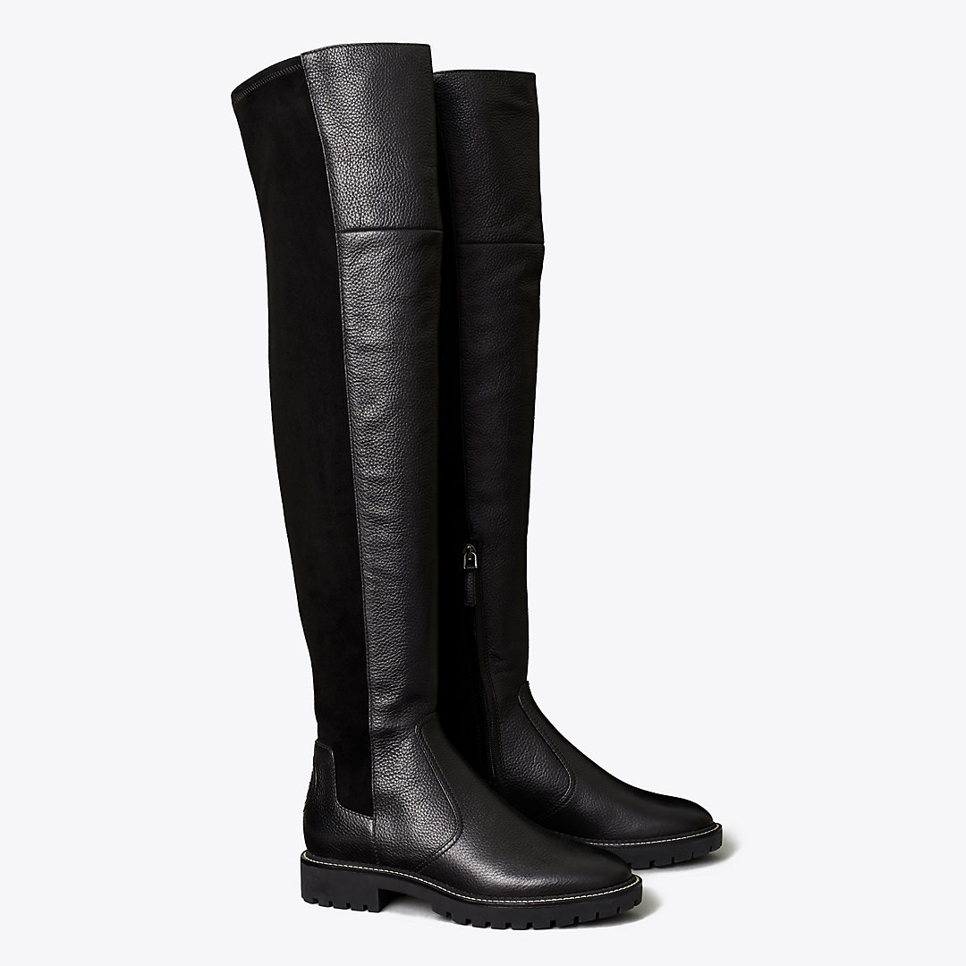 Tory Burch Miller Lug Sole Over-the-knee Boot In Perfect Black | ModeSens
