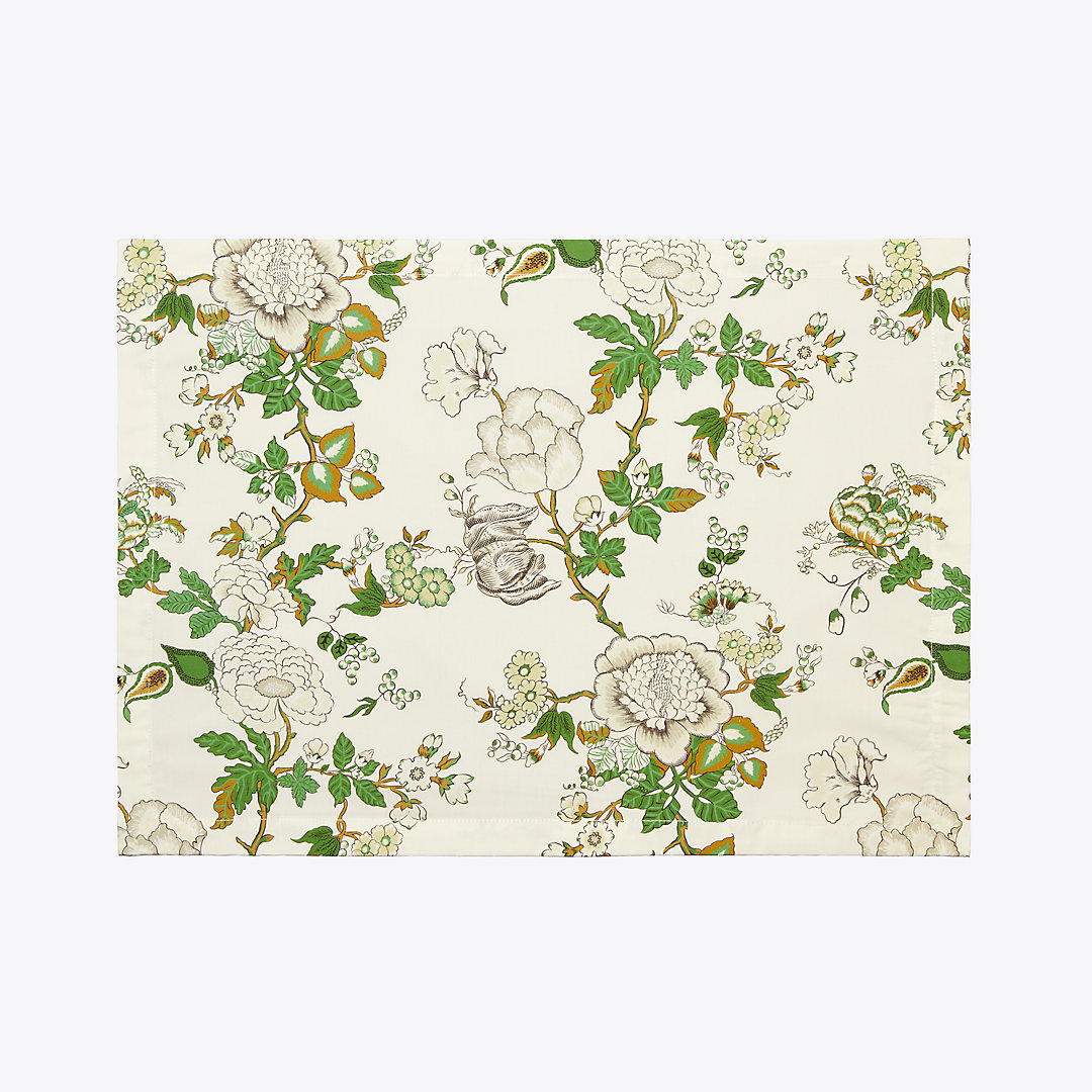 Tory Burch Happy Times Bouquet Placemat, Set Of 4 In Moss Green