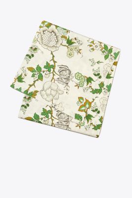 Tory Burch Happy Times Bouquet Square Tablecloth, 70" X 70" In Moss Green