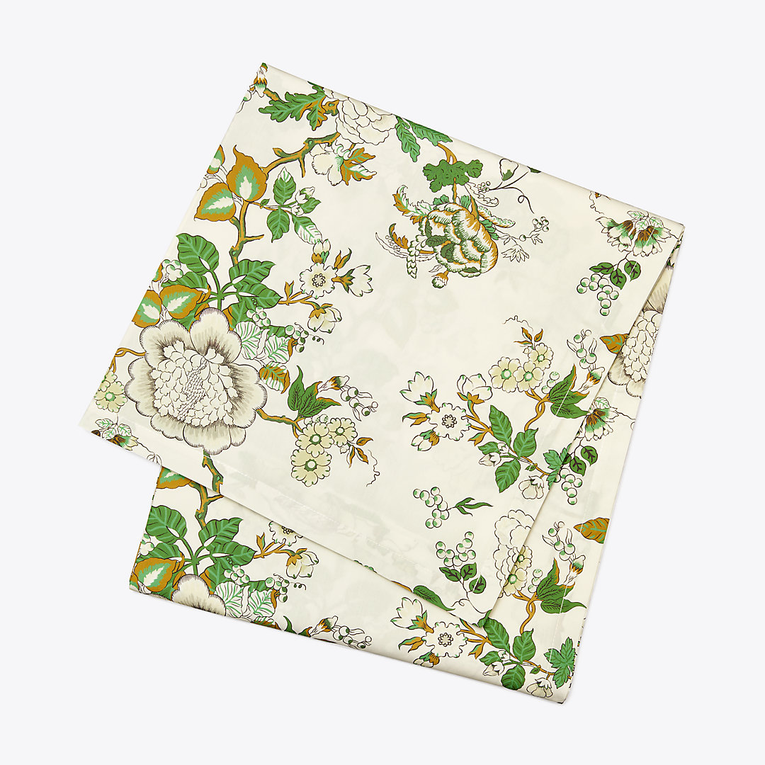 Tory Burch Happy Times Bouquet Oblong Tablecloth, 70" X 126" In Moss Green