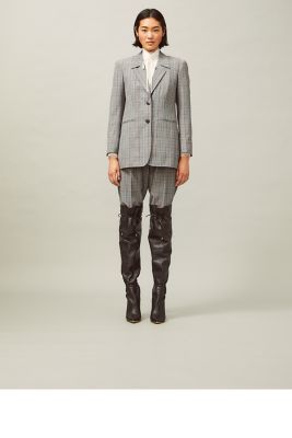 plaid wool blazer womens