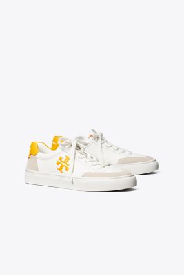 Tory Burch Andrea Colorblock Court Sneaker In Snow White/calcare/goldfinch  | ModeSens