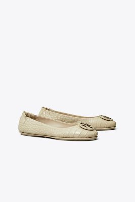 tory burch minnie travel ballet flat embossed leather