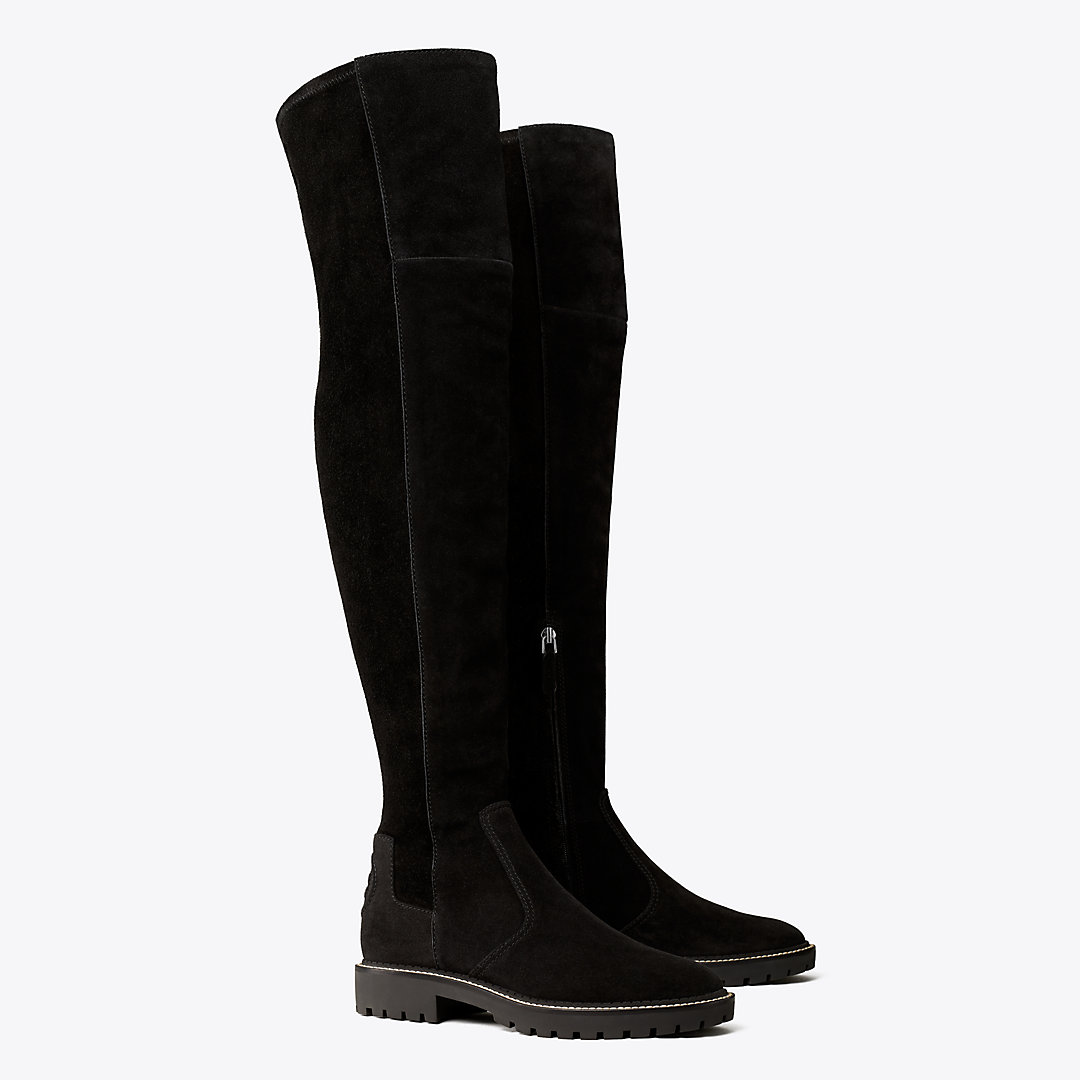 TORY BURCH MILLER SUEDE LUG SOLE OVER-THE-KNEE BOOT