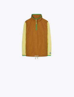 Shop Tory Sport Colorblock Nylon Half-zip Jacket In Ridge/yellow Dahlia