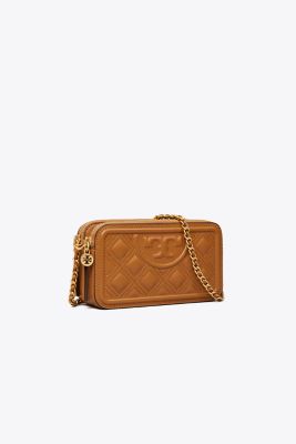 8607 TORY BURCH Fleming Double Zip Mini Bag KOBICHA