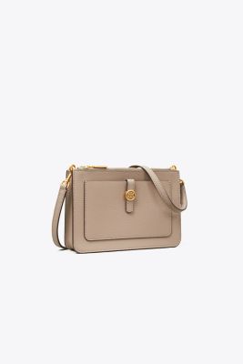 Tory Burch Walker Double-zip Crossbody In Gray Heron