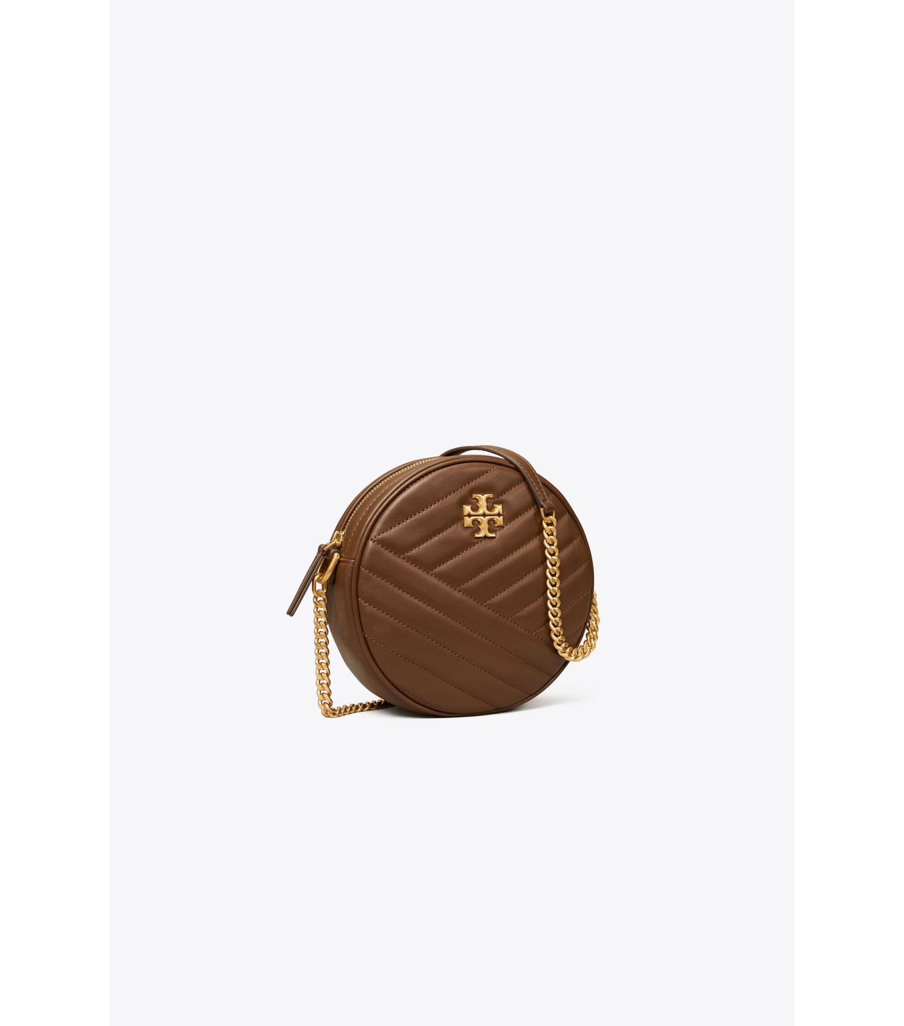 Tory Burch Kira Chevron Convertible Shoulder Leather Bag, Fudge