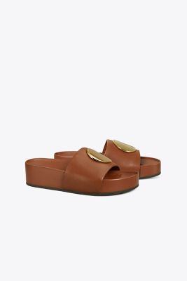 Tory Burch Patos Slide In Burnt Cuoio/burnt Cuoio