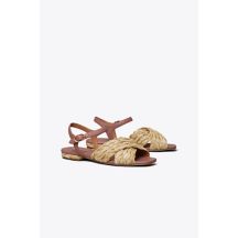 Kira Quilted Raffia Ankle-Strap Sandal