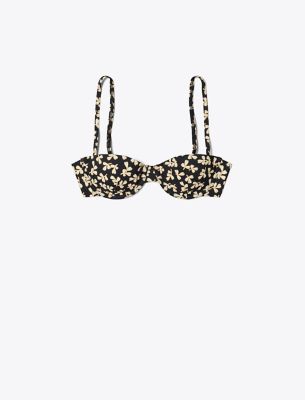 Tory Burch Printed Underwire Bikini Top In Black