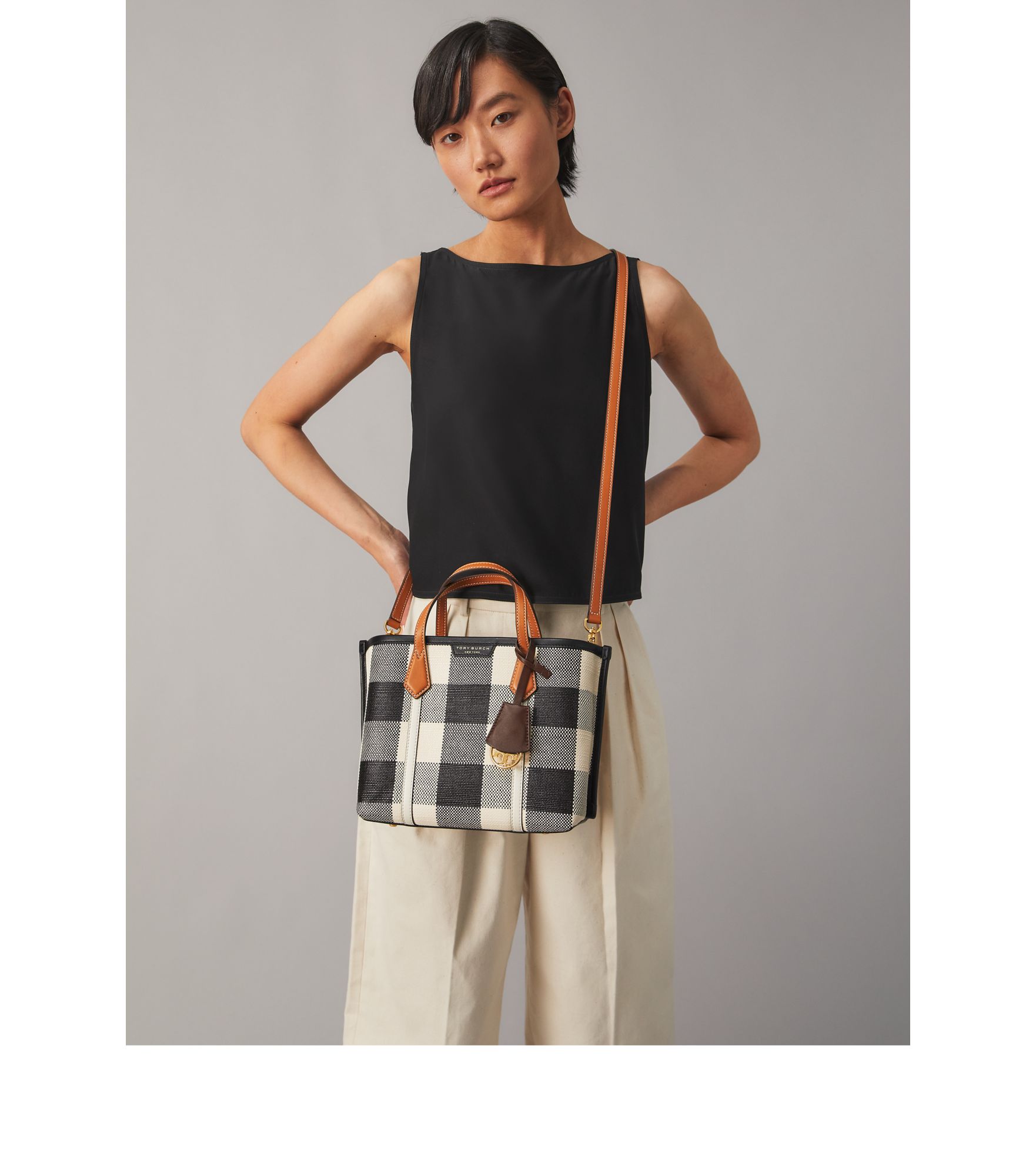 Perry Small Tote Bag - Tory Burch - Black - Leather