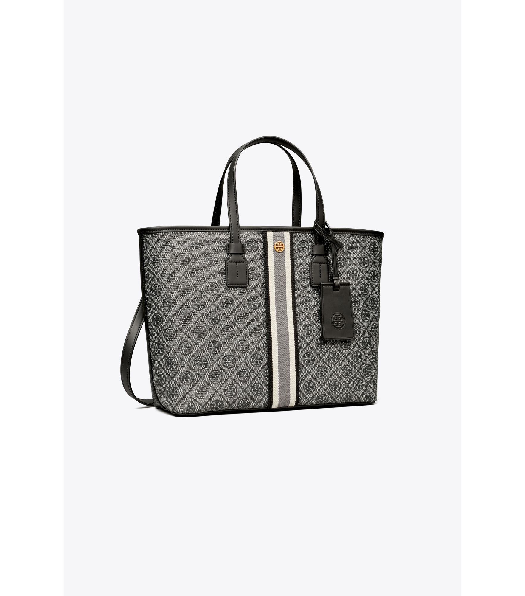 T Monogram Coated Canvas Small Tote Bag In White
