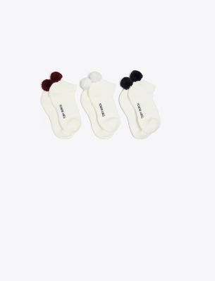 Tory Sport Performance Compression Pom-pom Socks, 3-pack In Tory Navy/snow White/winetasting