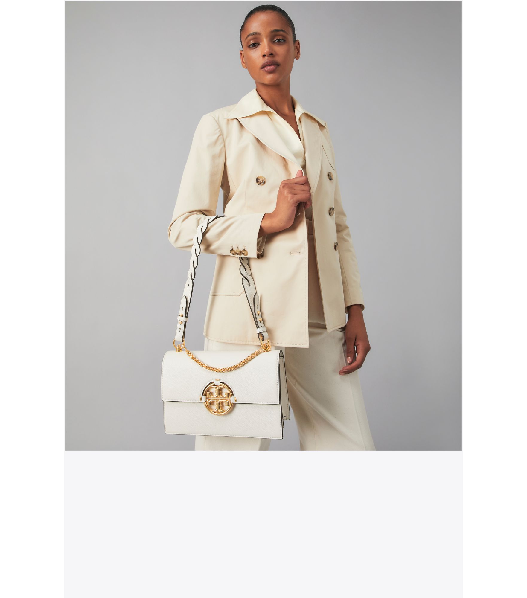 Tory Burch Ivory Miller Small Flap Shoulder Bag