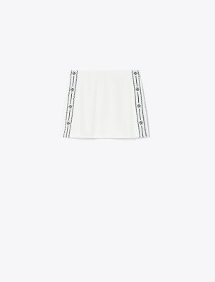 Shop Tory Sport Tory Burch Tech Piqué Logo Stripe Tennis Skirt In Snow White