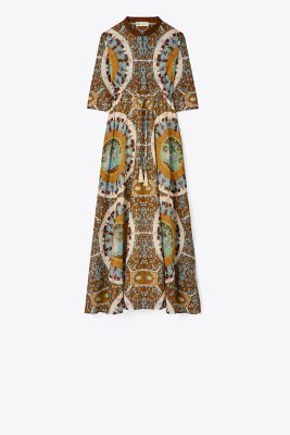 Tory Burch Printed Shirtdress In Brown