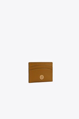 Tory Burch Robinson Card Case In Bistro Brown