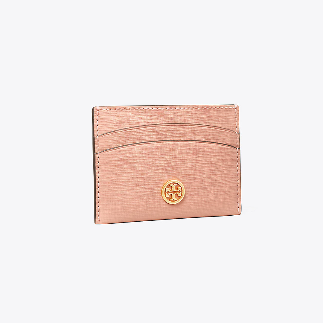 Tory Burch Robinson Card Case In Pink Moon