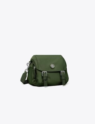 Tory Burch Nylon Small Messenger In Basil