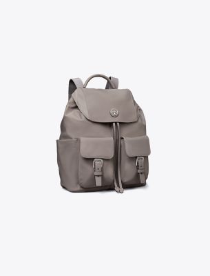 Tory Burch Nylon Flap Backpack In Gray Heron | ModeSens
