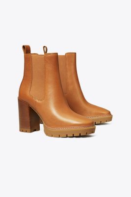 Tory Burch Chelsea 70mm Lug Bootie In Toasted Caramel