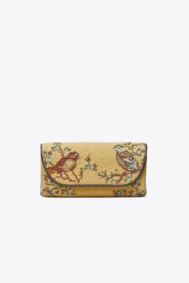 Tory Burch Perry Needlepoint Eye Glasses Case In Eggnog Songbirds | ModeSens