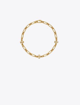 Tory Burch Roxanne Chain Short Necklace In Tory Gold