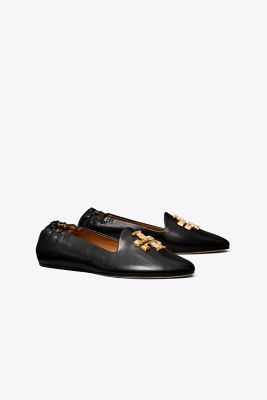 Tory Burch Eleanor Leather Medallion Loafers In Black
