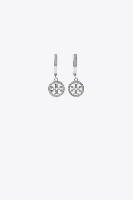 Tory Burch Miller Pavé Hoop Earring In Grey