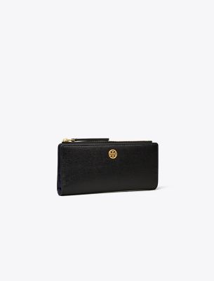 Tory Burch Robinson Zip Slim Wallet In Black