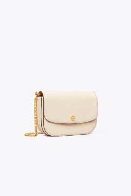 Tory Burch Robinson Pebbled Shoulder Bag In New Cream