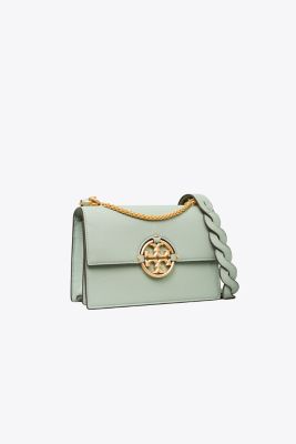 Tory Burch Small Miller Shoulder Bag In Blue Celadon