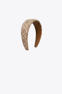 Tory Burch T Monogram Wide Headband In Hazel | ModeSens