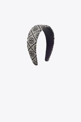 Tory Burch T Monogram Wide Canvas Headband In Navy | ModeSens display picture 3