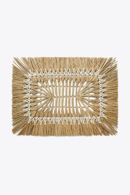 Tory Burch Rectangle Raffia Placemat, Set Of 4 In Brown