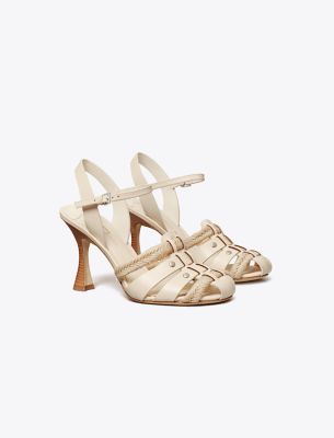 Shop Tory Burch Fisherman Heel Sandal In New Ivory