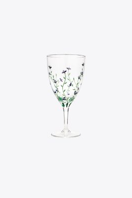 Tory Burch Jolie Fleur Wine Glass, Set Of 2 In Clear