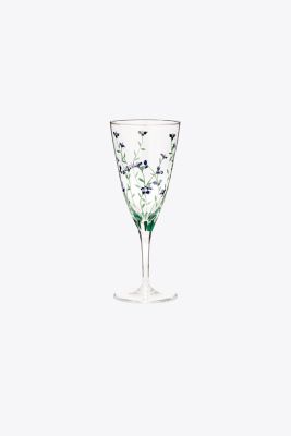 Tory Burch Jolie Fleur Champagne Glass, Set Of 2 In Clear