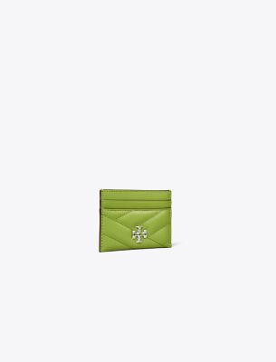 Tory Burch Kira Chevron Card Case In Wild Leaves