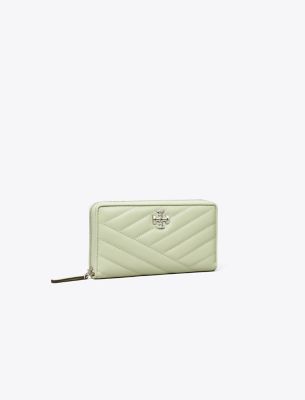 Tory Burch Kira Chevron Zip Continental Wallet In Pine Frost