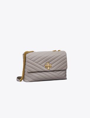 Tory Burch Kira Chevron Convertible Shoulder Bag In Grey Heron