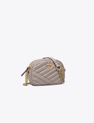 Tory Burch Small Kira Chevron Camera Bag In Gray Heron