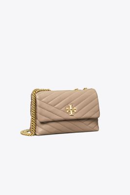 Kira Chevron Small Convertible Bag - Tory Burch - Leather - Desert