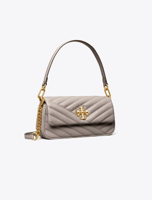 Tory Burch Small Kira Chevron Flap Shoulder Bag In Gray Heron