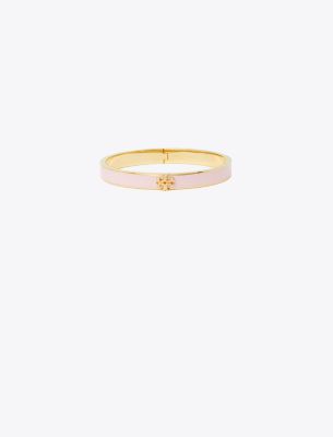 Tory Burch Kira Enamel Hinge Bracelet In Tory Silver/orchid Pink