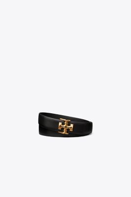 Tory Burch 1" Kira Belt In Black/gold