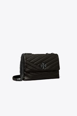 Tory Burch Small Kira Chevron Convertible Shoulder Bag In Black/silver