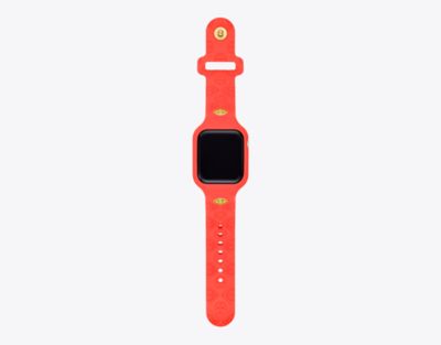Tory Burch T Monogram Band For Apple Watch®, Silicone In Coral 1